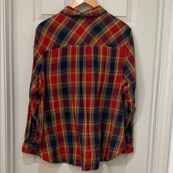 Time and Tru Women's Plaid Button Down Shirt - Red, Yellow, and Blue - Picture 3 of 3